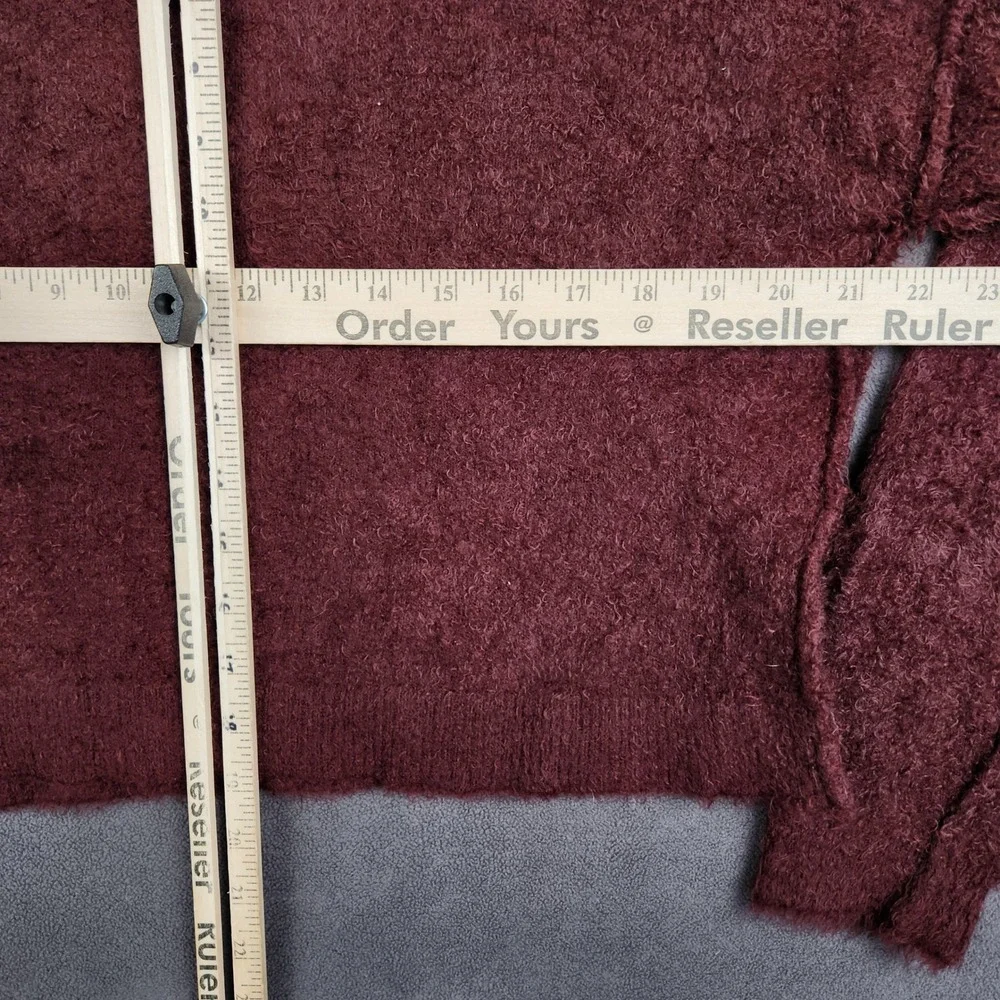 Free People Princess V Sweater Womens Medium Burgundy‎ Fuzzy Oversized Pullover